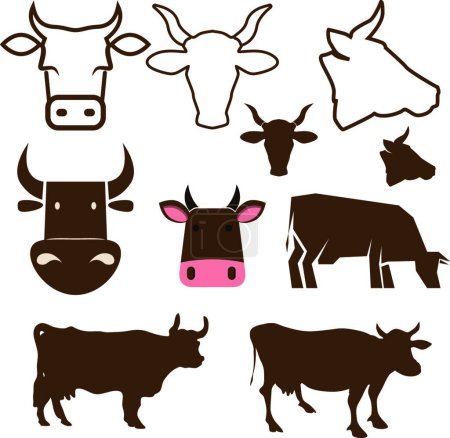 Téléchargez les illustrations : Étiquettes de vache illustration vectorielle - en licence libre de droit
