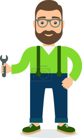 Illustration for Illustration of the Man with a wrench. - Royalty Free Image