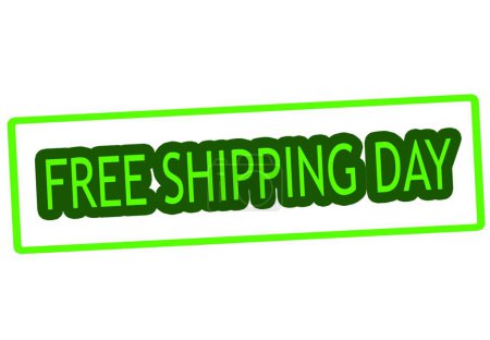 Illustration for "Free shipping day" text in stamp style, stamped on white background - Royalty Free Image