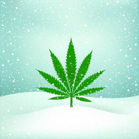 Illustration for "Hemp grows in  snow" - Royalty Free Image