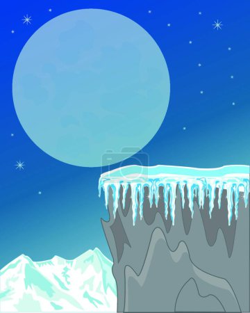 Illustration for Night in mountain in winter - Royalty Free Image