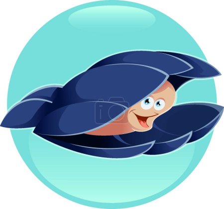 Illustration for Cartoon smiling scallop vector illustration - Royalty Free Image