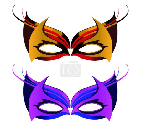 Téléchargez les illustrations : Masques de mascarade, illustration vectorielle colorée - en licence libre de droit