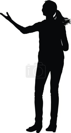 Photo pour "Silhouettes noires de belle femme avec bras levé. Illustration vectorielle
" - image libre de droit