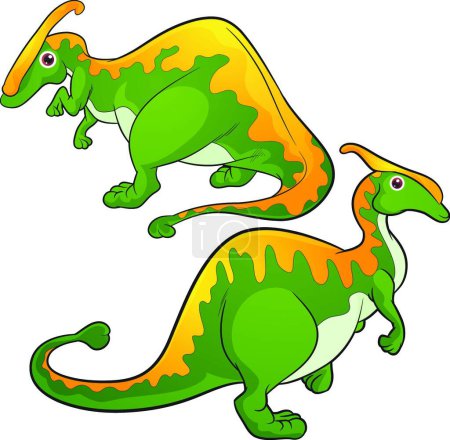 Ilustración de Illustration of Parasaurolophus set - Imagen libre de derechos
