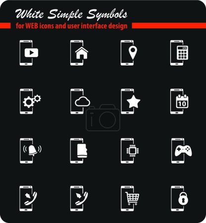 Illustration for Smartphone simply icons, colorful vector - Royalty Free Image
