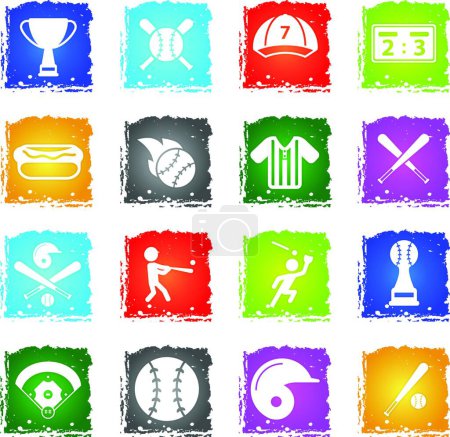 Illustration for Baseball simply icons, colorful vector - Royalty Free Image