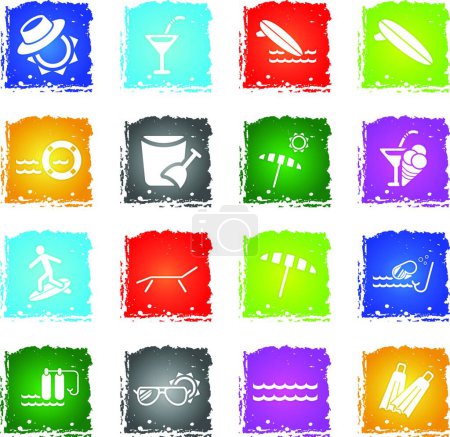 Ilustración de Playa simplemente iconos, vector de colores - Imagen libre de derechos