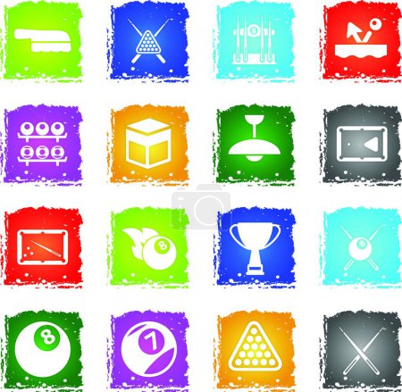 Illustration for Billiards simply icons, colorful vector - Royalty Free Image