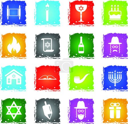 Téléchargez les illustrations : Hanoucca tout simplement icônes, vecteur coloré - en licence libre de droit