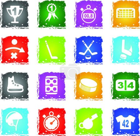 Illustration for Hockey simply icons, colorful vector - Royalty Free Image