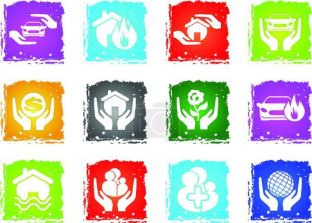 Ilustración de Seguros simplemente iconos, vector de colores - Imagen libre de derechos