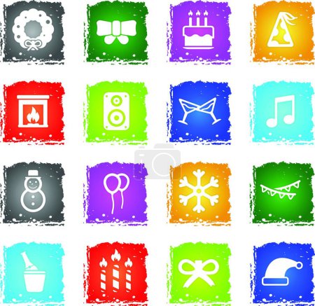 Illustration for New year simply icons, colorful vector - Royalty Free Image