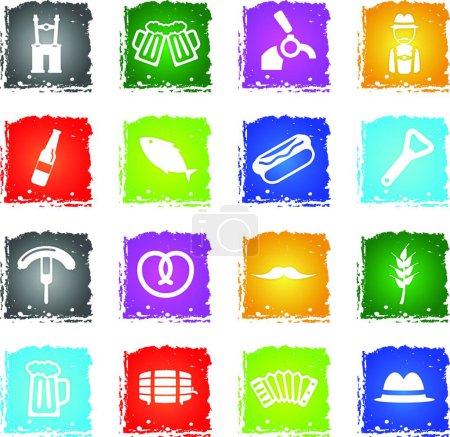 Ilustración de Oktoberfest simplemente iconos, vector de colores - Imagen libre de derechos