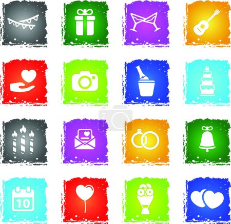 Illustration for Wedding simply icons, colorful vector - Royalty Free Image