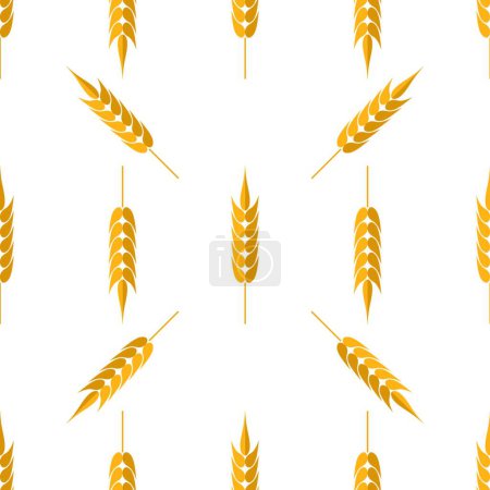 Téléchargez les illustrations : Illustration vectorielle de modèle de blé sans couture - en licence libre de droit