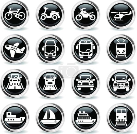 Ilustración de Icono de transporte conjunto, ilustración vectorial - Imagen libre de derechos