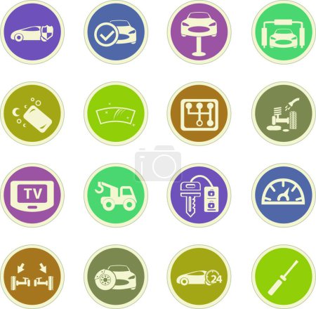 Ilustración de Tienda de coches iconos conjunto - Imagen libre de derechos