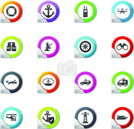 Illustration for "Coast Guard icons set" - Royalty Free Image
