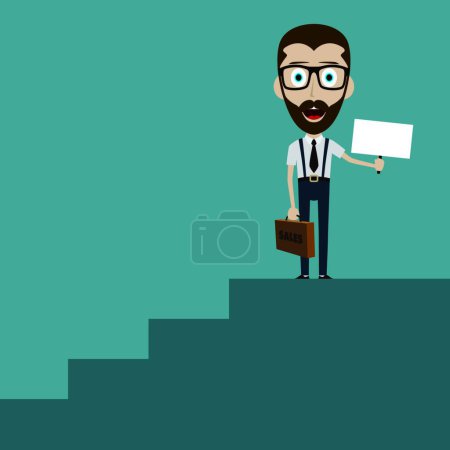 Ilustración de "Businessman climbing the stairs of success flat style" - Imagen libre de derechos