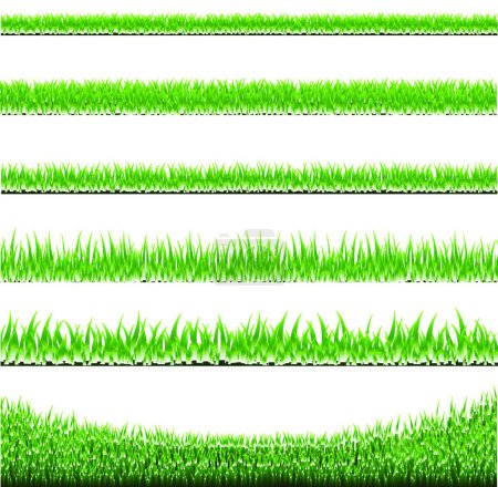 Téléchargez les illustrations : Grass Borders Set vector illustration - en licence libre de droit