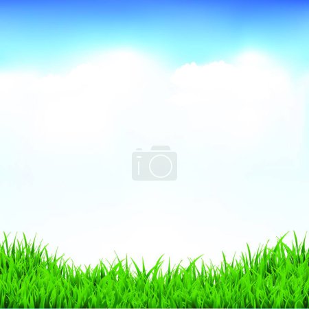 Illustration for Blue Sky And Greeen Grass, modern graphic illustration - Royalty Free Image