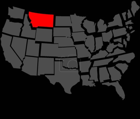 Ilustración de "Estado de Montana en el mapa de Estados Unidos
" - Imagen libre de derechos