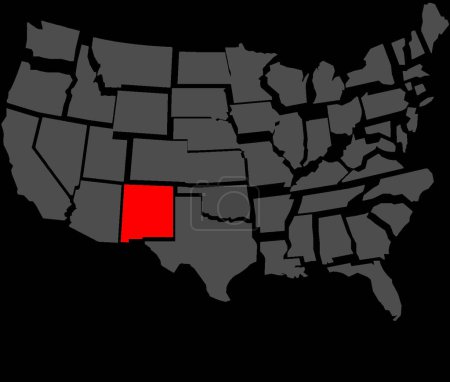 Ilustración de "Estado de Nuevo México en el mapa de Estados Unidos
" - Imagen libre de derechos