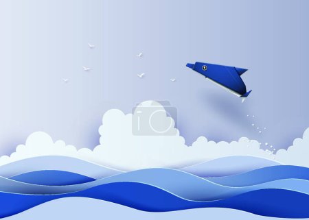 Illustration for Origami made dolphin, modern graphic illustration - Royalty Free Image