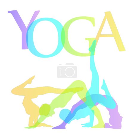 Téléchargez les illustrations : Yoga pose silhouette sur fond blanc - en licence libre de droit