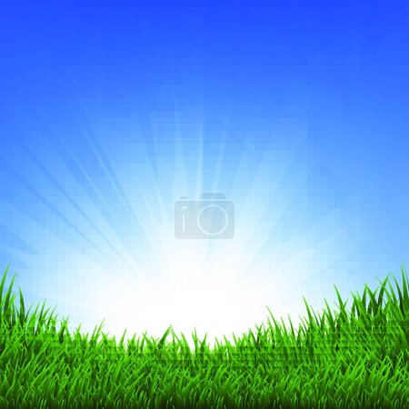 Illustration for Grass And Sunbeam, vector illustration simple design - Royalty Free Image