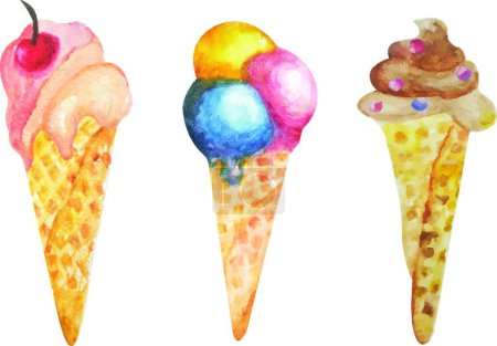Téléchargez les illustrations : Ensemble d'icône de crème glacée, illustration vectorielle - en licence libre de droit