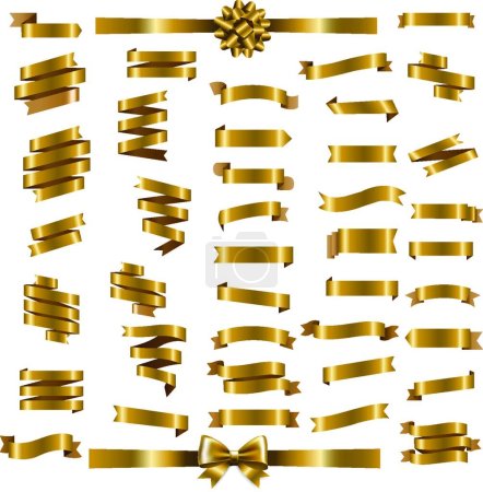 Illustration for Golden Ribbons Set  vector illustration - Royalty Free Image