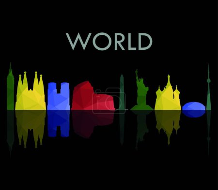 Ilustración de Skyline mundial, ilustración vectorial diseño simple - Imagen libre de derechos