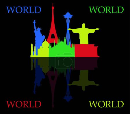 Illustration for World skyline, vector illustration simple design - Royalty Free Image
