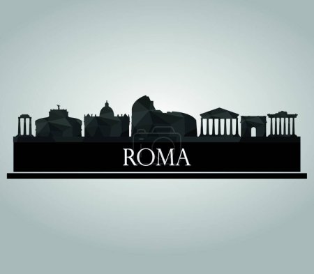 Téléchargez les illustrations : Rome skyline, illustration vectorielle design simple - en licence libre de droit