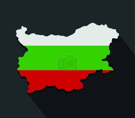Téléchargez les illustrations : Carte bulgare avec drapeau, illustration web simple - en licence libre de droit
