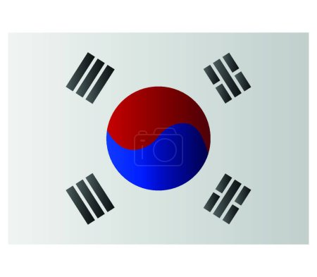 Téléchargez les illustrations : Drapeau de la Corée du Sud, illustration vectorielle design simple - en licence libre de droit