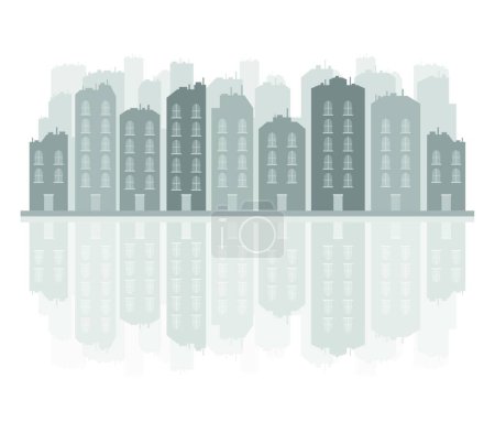 Téléchargez les illustrations : Skyline de la ville, illustration vectorielle design simple - en licence libre de droit