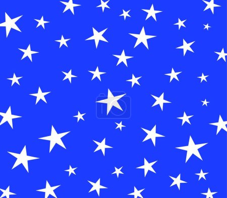 Téléchargez les illustrations : Étoiles motif sans couture sur bleu, illustration vectorielle conception simple - en licence libre de droit