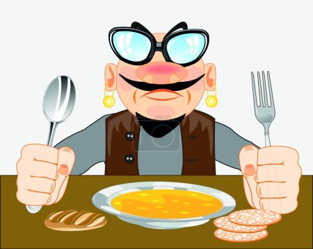 Téléchargez les illustrations : Illustration de l'Homme pour le repas - en licence libre de droit