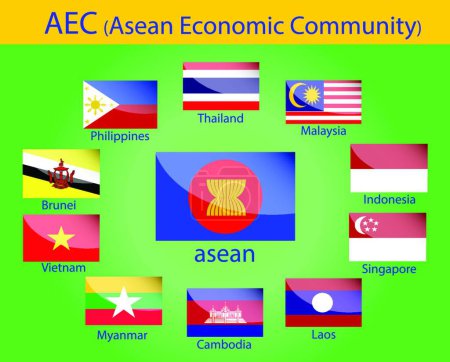 Téléchargez les illustrations : Illustration des drapeaux de l'ASEAN - en licence libre de droit