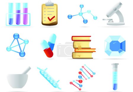 Téléchargez les illustrations : Illustration des icônes de la chimie - en licence libre de droit
