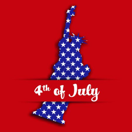 Photo for "Statue of Liberty paper cutting in card pocket with label of 4th of July. United States symbol in national colors with stars and Independence day theme. Vector illustration" - Royalty Free Image