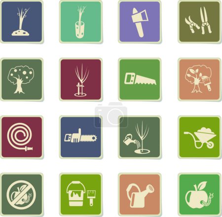 Téléchargez les illustrations : Illustration vectorielle de jeu d'icônes de jardinage - en licence libre de droit