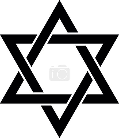 Téléchargez les illustrations : "Étoile de David. Signe hexagramme. Symbole de l'identité juive et du judaïsme. Illustration simple noir plat
" - en licence libre de droit