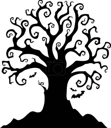 Téléchargez les illustrations : "Illustration vectorielle du sujet silhouette arbre Halloween" - en licence libre de droit