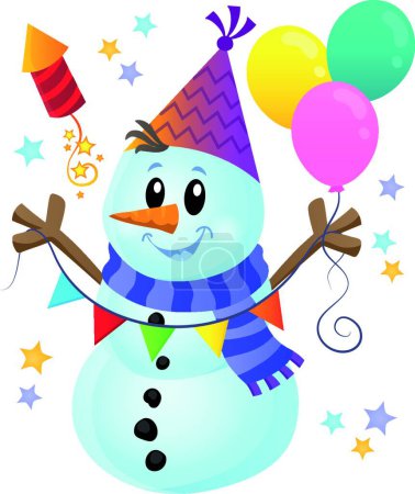 Téléchargez les illustrations : Fête bonhomme de neige thème image - en licence libre de droit