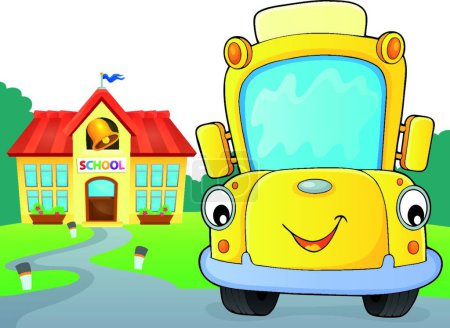 Téléchargez les illustrations : Illustration de l'image thématique de l'autobus scolaire - en licence libre de droit