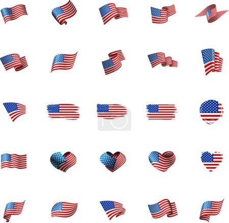 Téléchargez les illustrations : Illustration de l'ensemble isolé du drapeau américain - en licence libre de droit